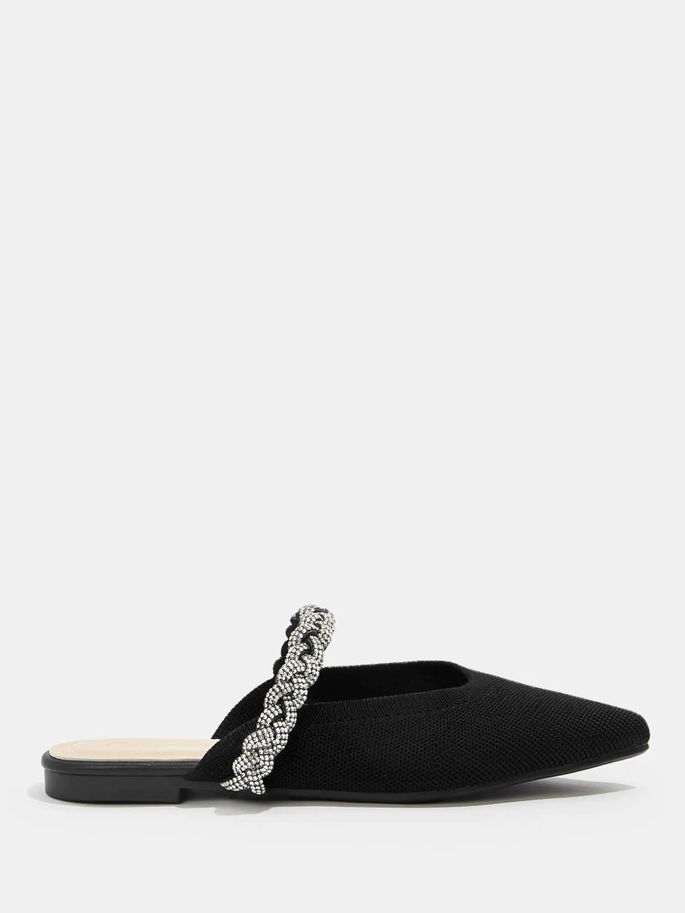 CUCCOO CHICEST Woman Shoes Rhinestone Decor Point Toe Mules For Spring And Summer Vacation Shoes Summer Sale Elegant Flats Back To School Shoes College Student Shoes