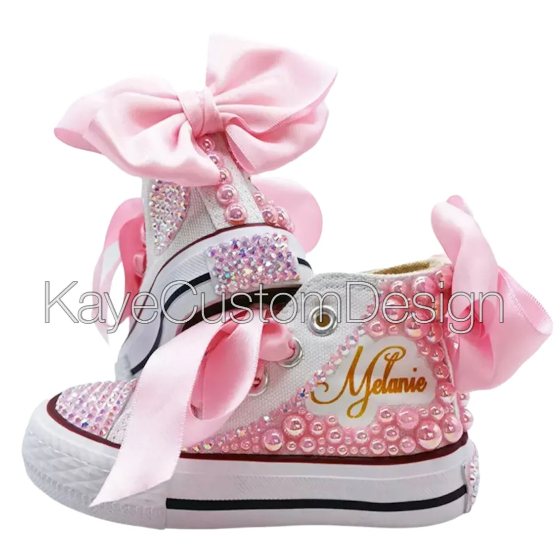 Custom Pink Canvas Shoes | Pink Bling Rhinestone Shoes