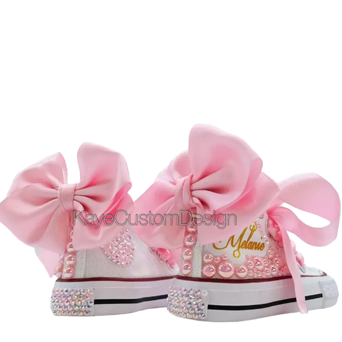Custom Pink Canvas Shoes | Pink Bling Rhinestone Shoes
