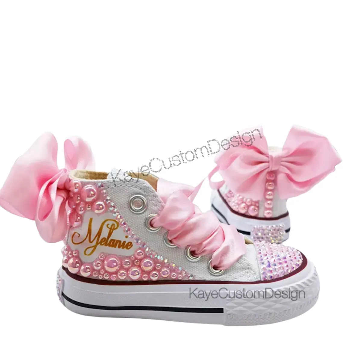 Custom Pink Canvas Shoes | Pink Bling Rhinestone Shoes
