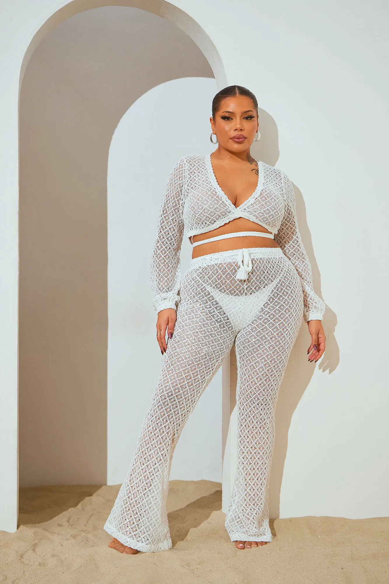 Gracie Cover Up Pants Set - Ivory