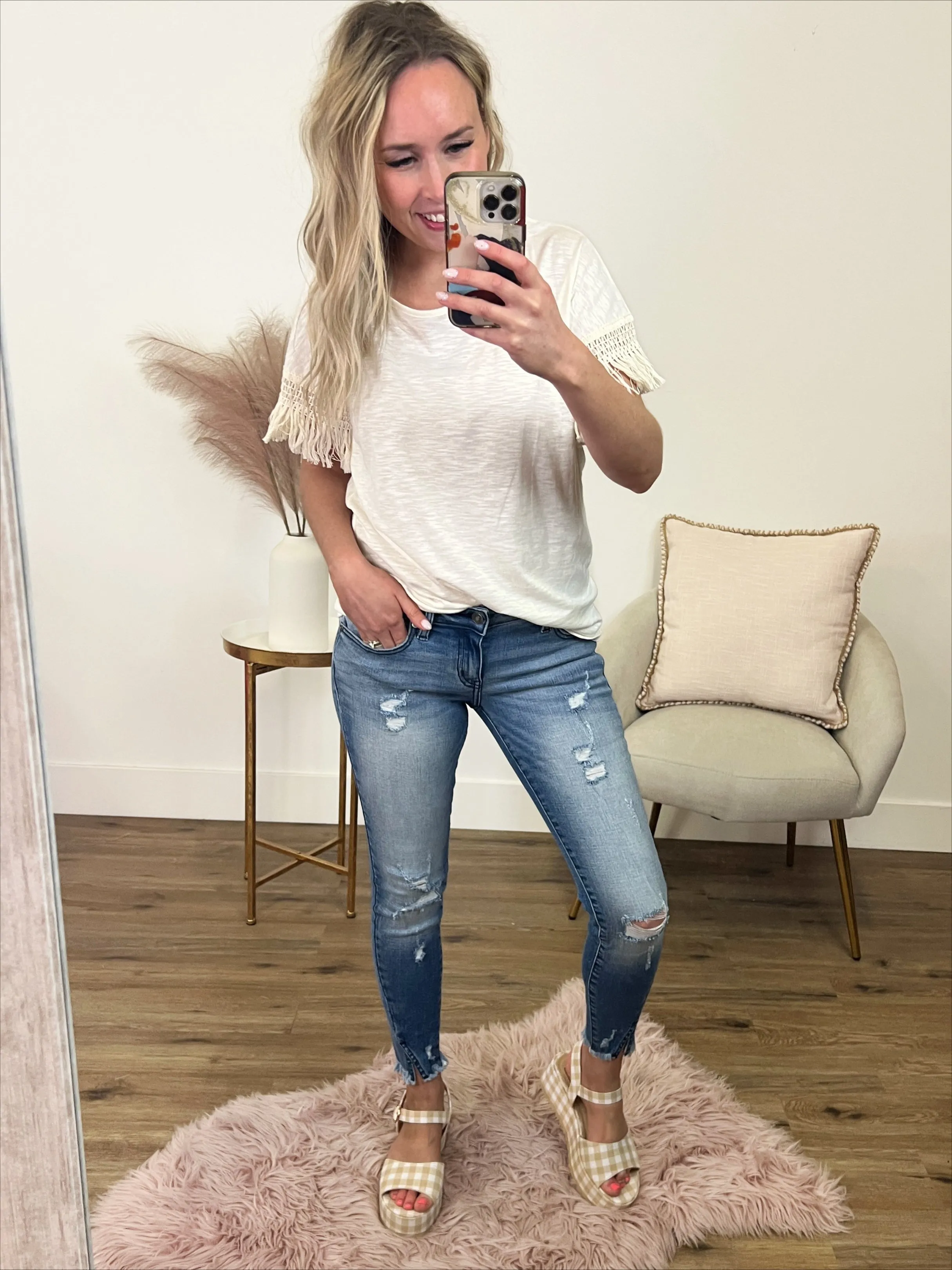 KanCan Addison Hem Detail Distressed Skinny Jeans