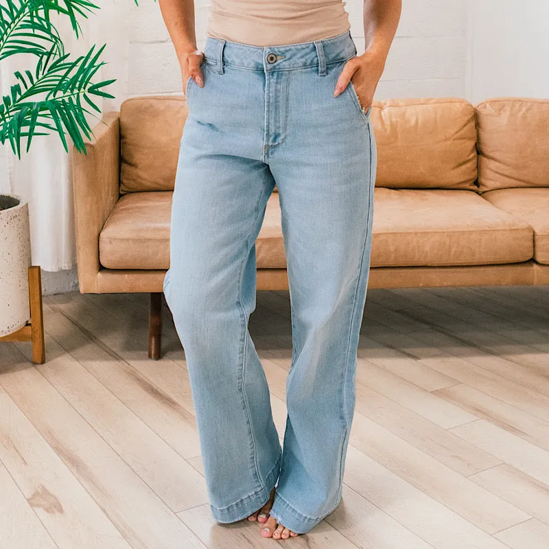 KanCan Womens Trudy High-Waisted Wide Leg Trouser Jeans - Stylish and Comfortable Denim Pants