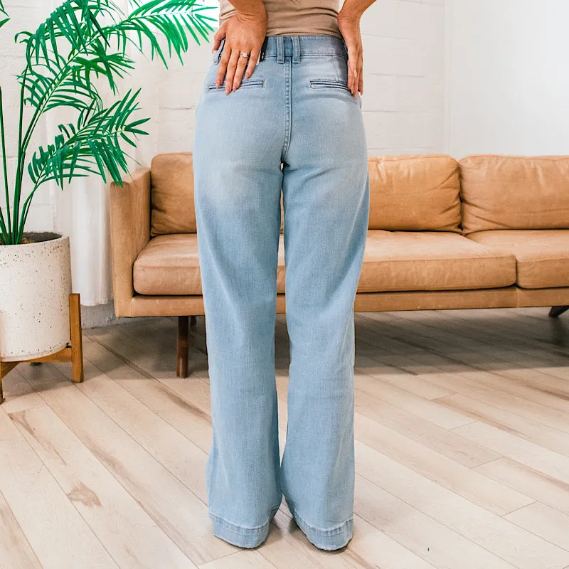 KanCan Womens Trudy High-Waisted Wide Leg Trouser Jeans - Stylish and Comfortable Denim Pants
