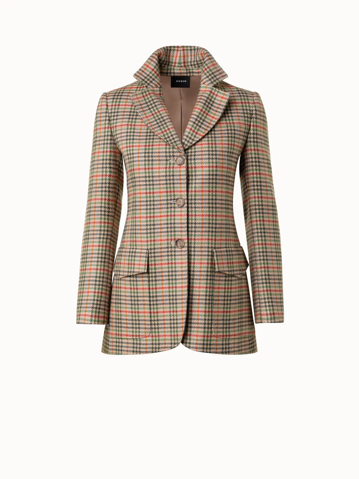Kurze Jacke aus kariertem Woll-Stretch-Flanell