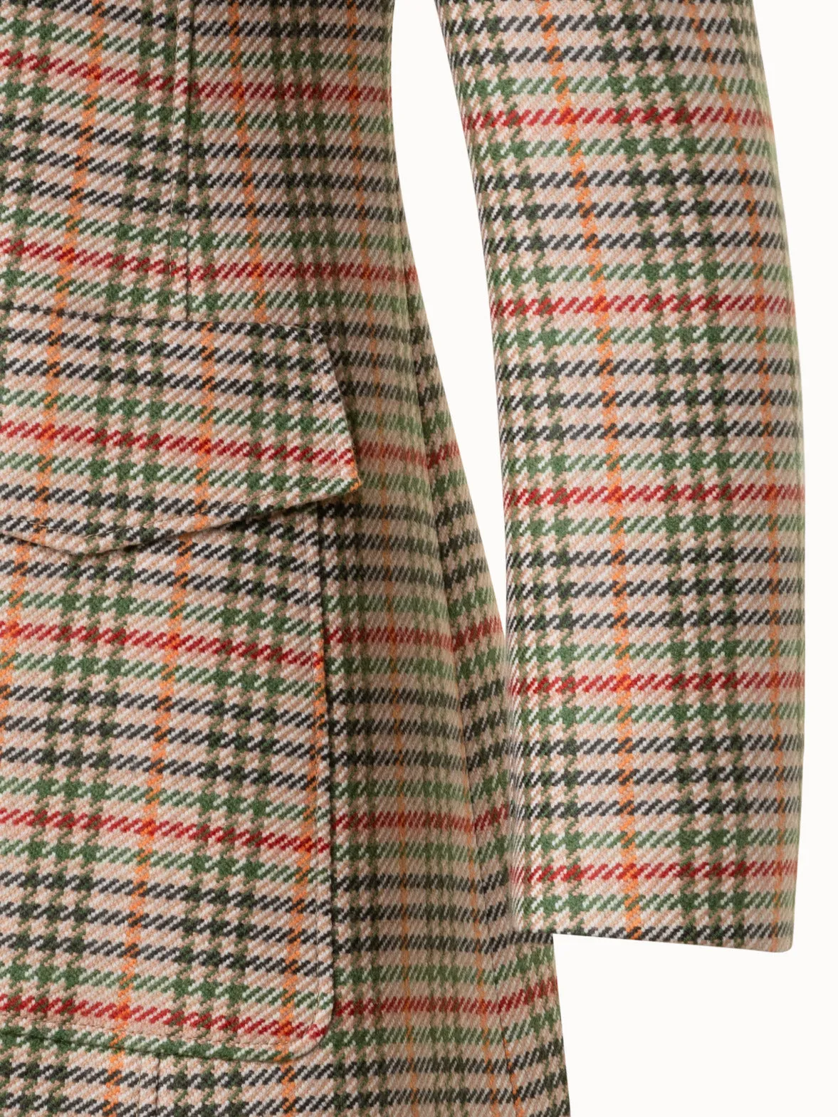 Kurze Jacke aus kariertem Woll-Stretch-Flanell
