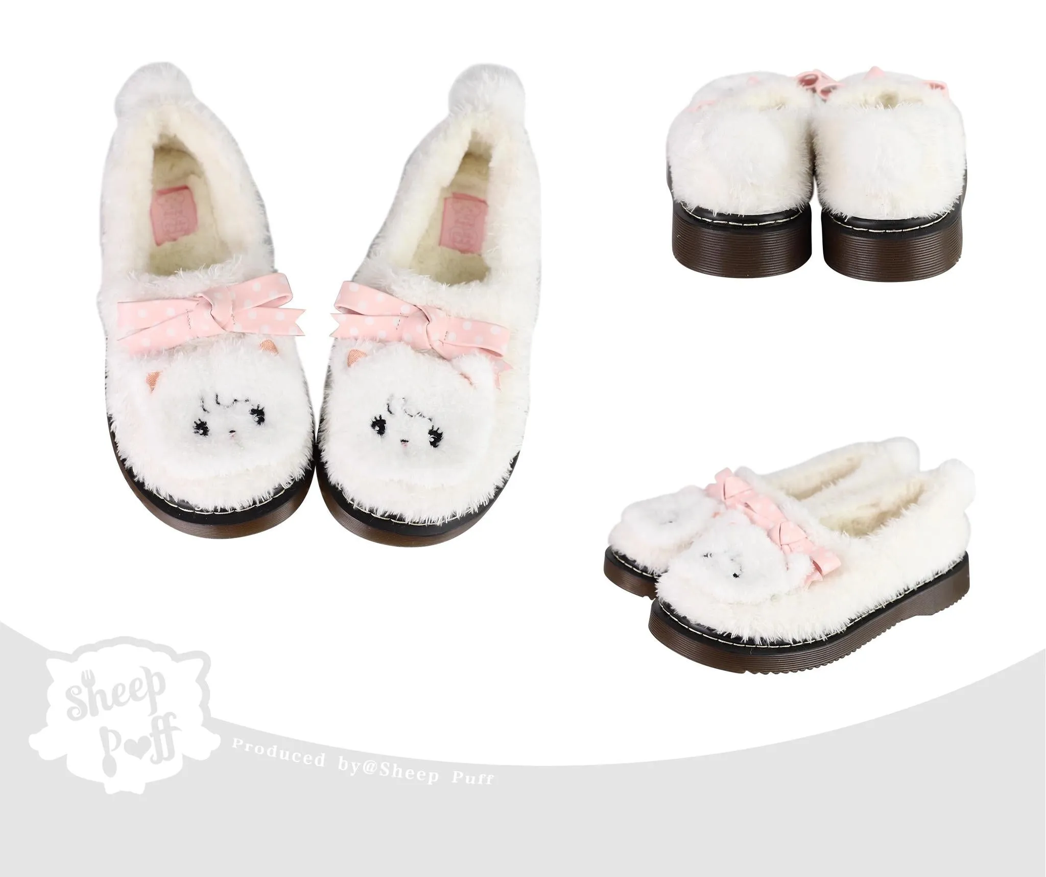 Sheep Puff~Mikko Rolled~Winter Lolita Shoes Warm Fleece Shoes