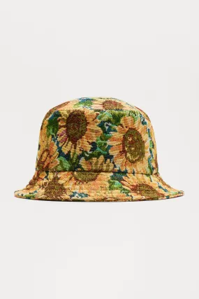 Sunflower Tapestry Bucket Hat - Green/combo